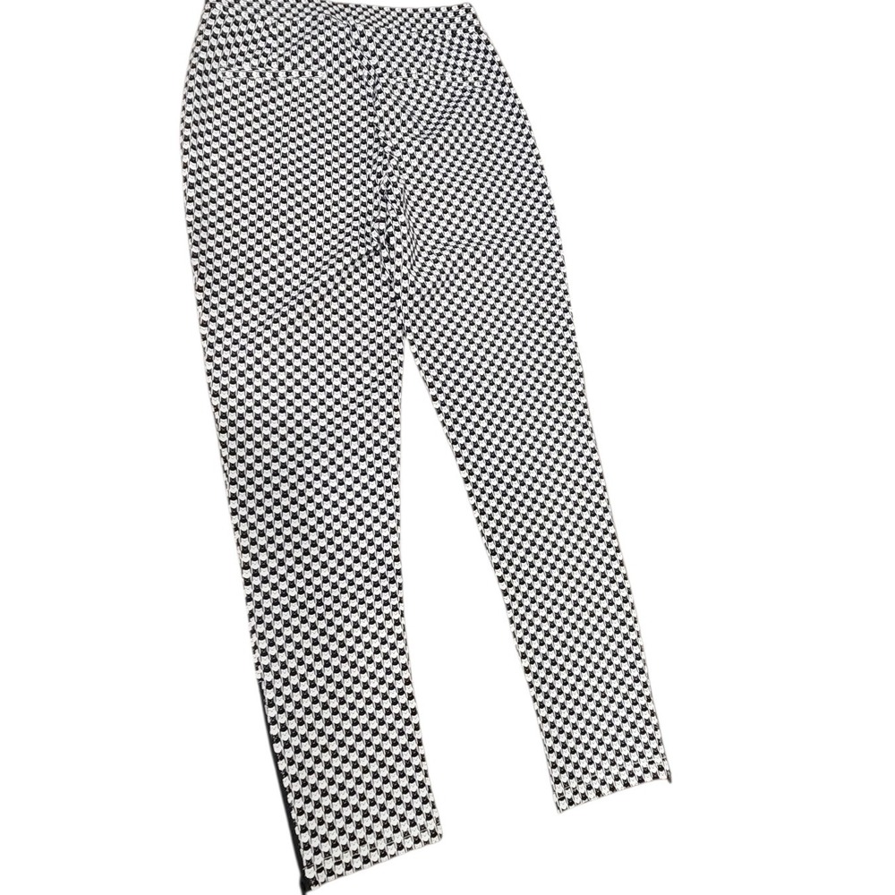 Betabrand Black‎ White Cat Print Stretch Dress Pants Womens Size S Ankle